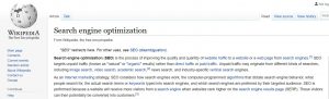 ویکی پدیا سئو را اینگونه تعریف میکند
