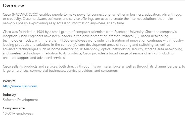 توضیحات کامل شرکت Cisco