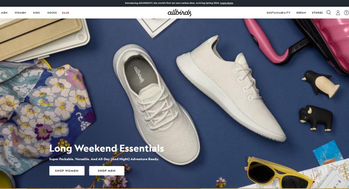 سایت allbirds که با Shopify طراحی سایت خود را انجام داده است